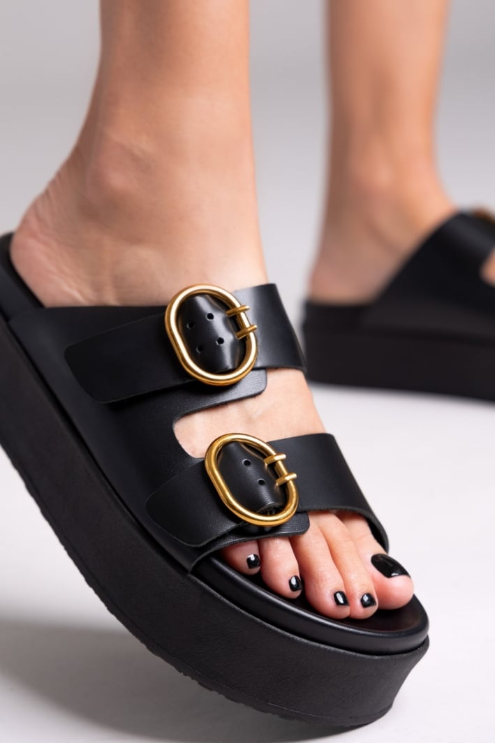 Σανδάλια δερμάτινα flatforms ATENEO