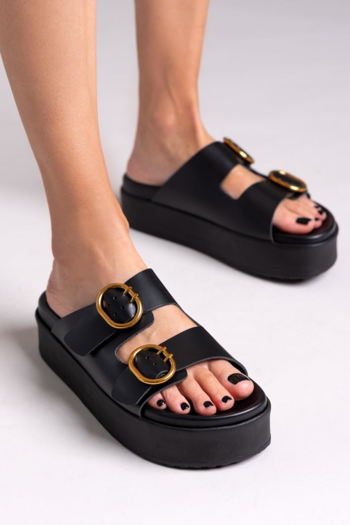 Σανδάλια δερμάτινα flatforms ATENEO
