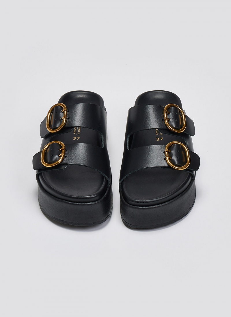 Σανδάλια δερμάτινα flatforms ATENEO