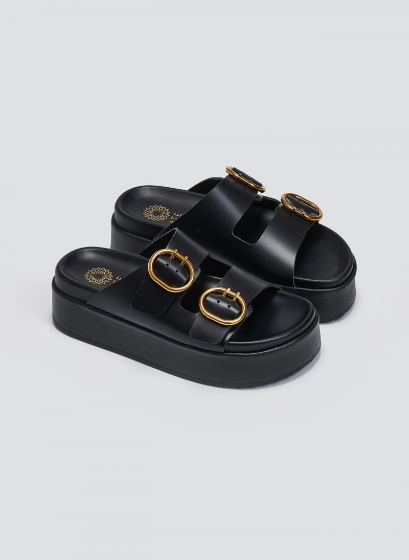 Σανδάλια δερμάτινα flatforms ATENEO