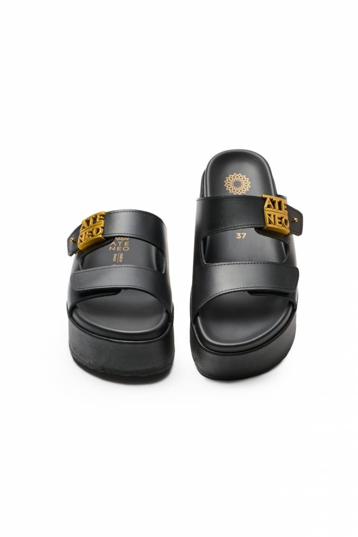 Σανδάλια δερμάτινα flatforms ATENEO