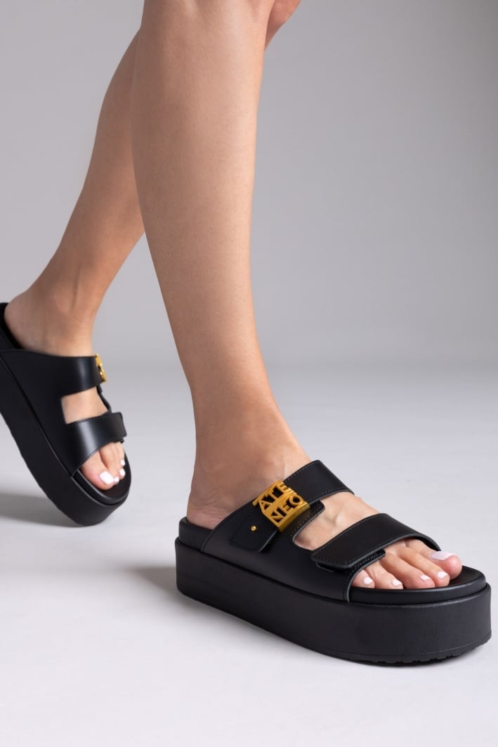 Σανδάλια δερμάτινα flatforms ATENEO