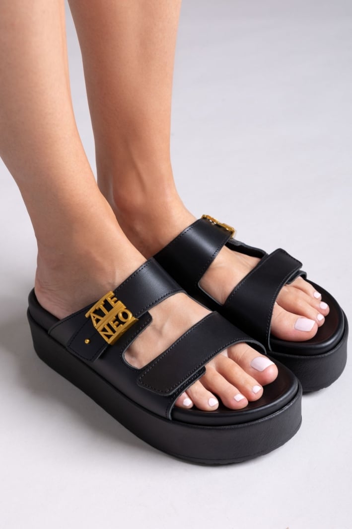 Σανδάλια δερμάτινα flatforms ATENEO
