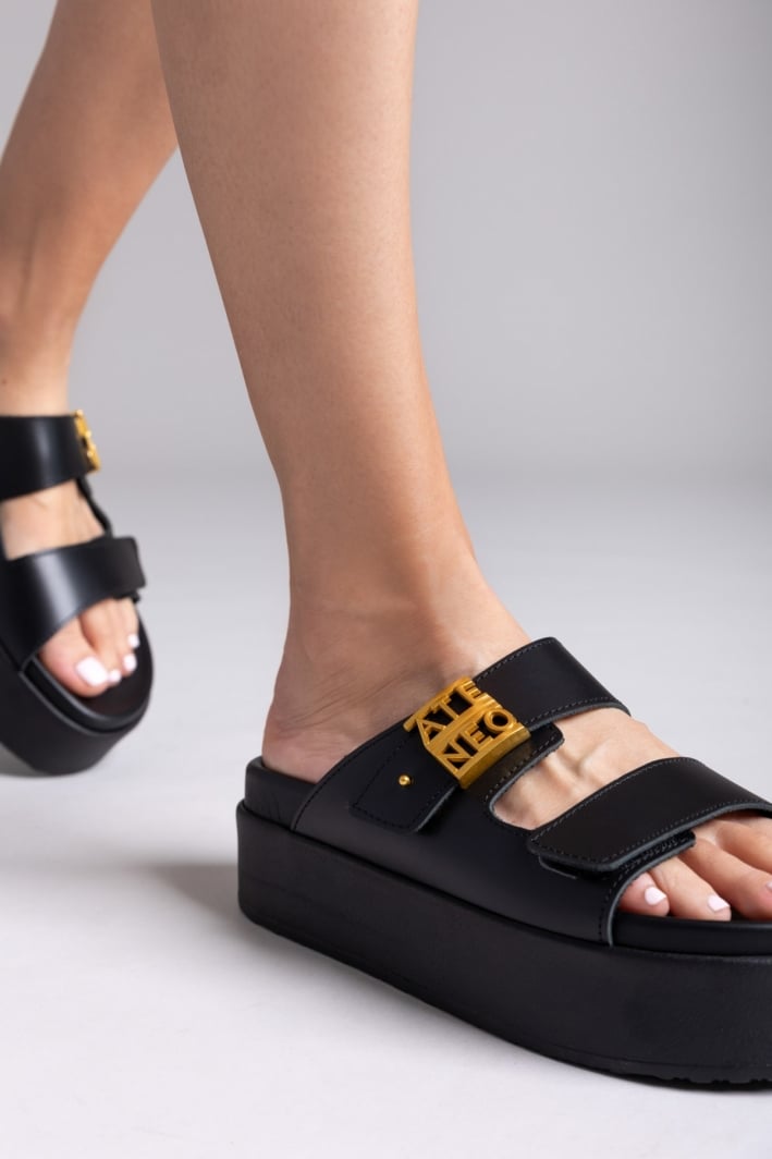 Σανδάλια δερμάτινα flatforms ATENEO