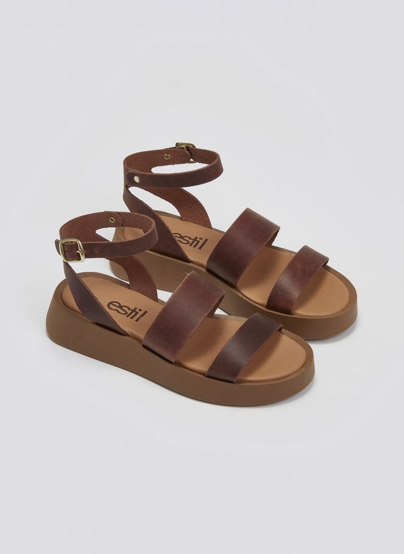 Σανδάλια δερμάτινα flatforms Estil