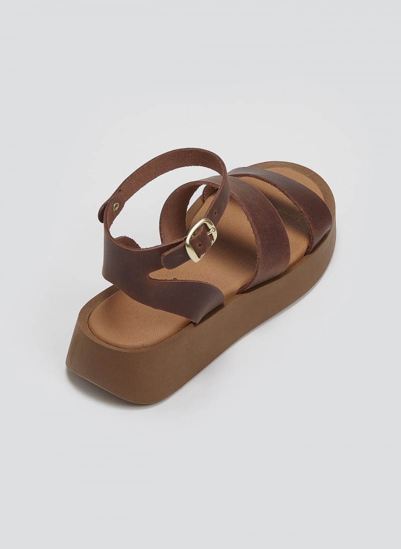 Σανδάλια δερμάτινα flatforms Estil