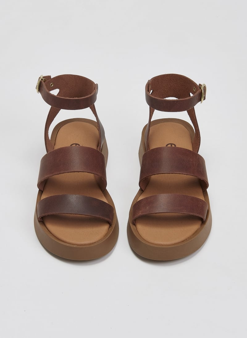 Σανδάλια δερμάτινα flatforms Estil