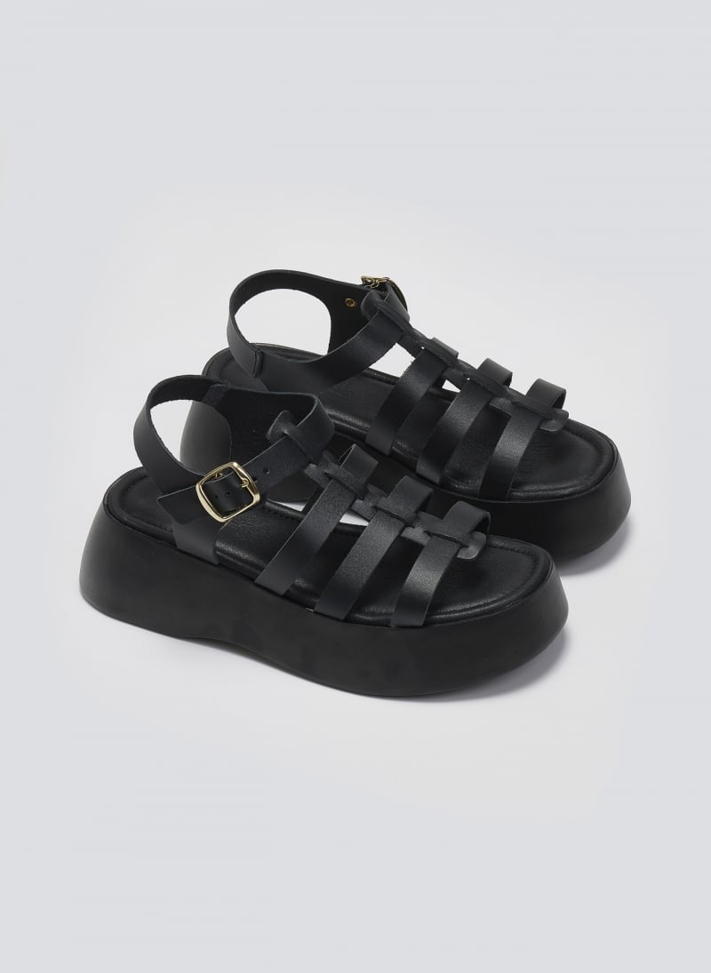 Σανδάλια δερμάτινα flatforms gladiator Estil