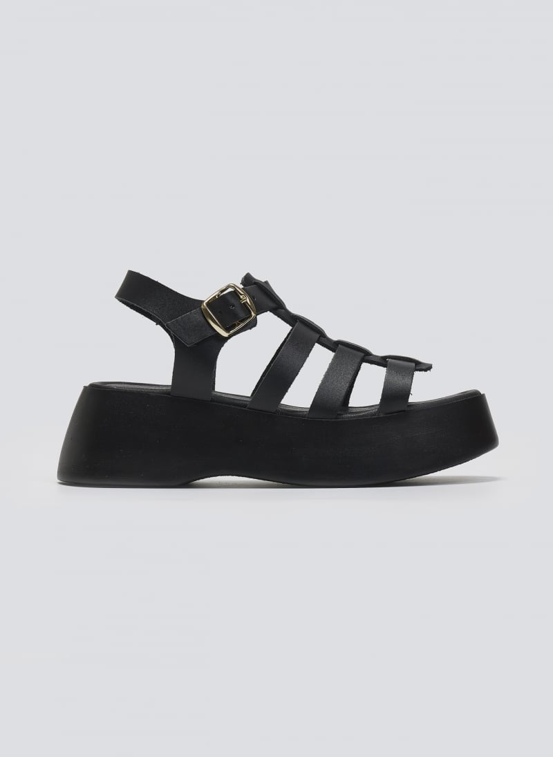 Σανδάλια δερμάτινα flatforms gladiator Estil