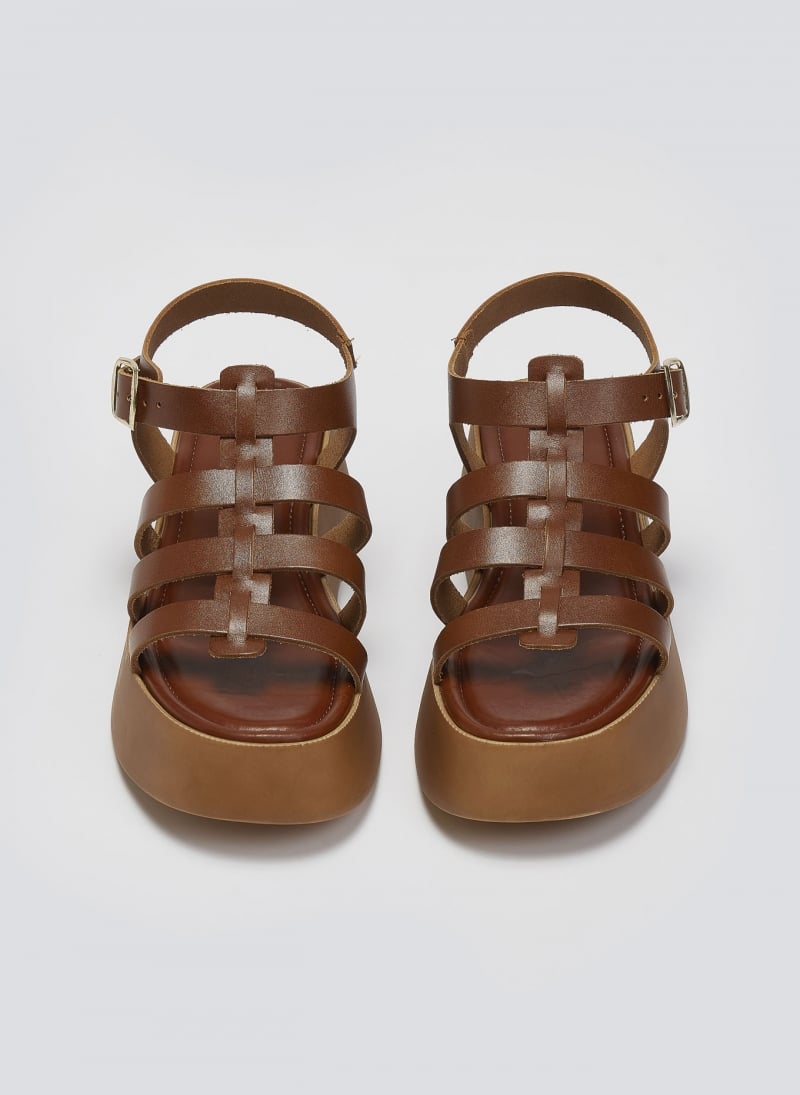 Σανδάλια δερμάτινα flatforms gladiator Estil
