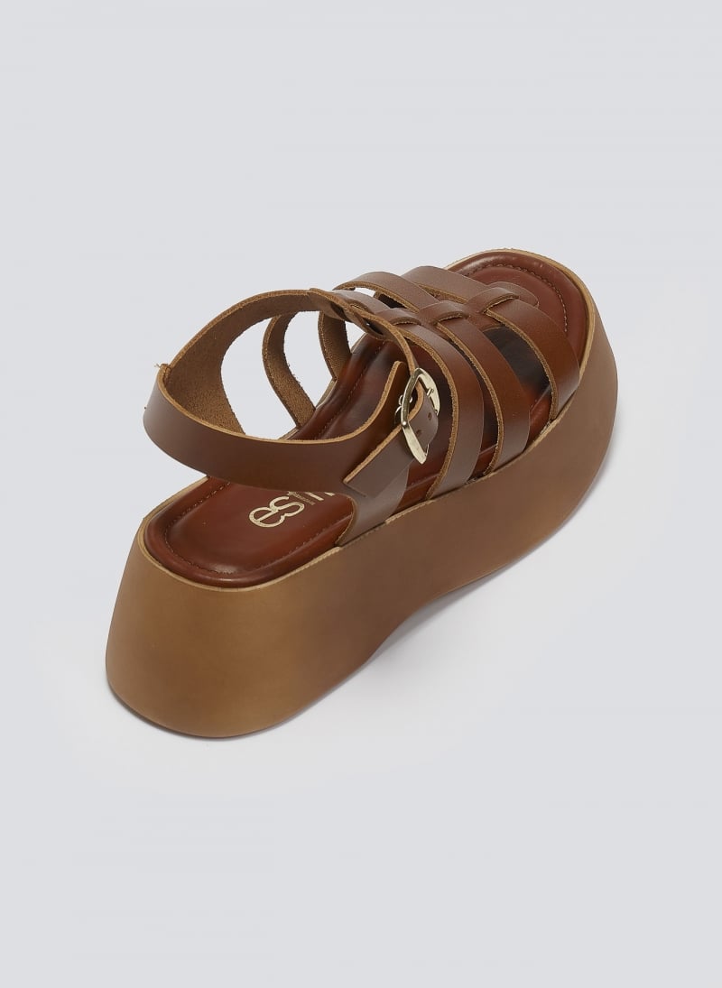 Σανδάλια δερμάτινα flatforms gladiator Estil