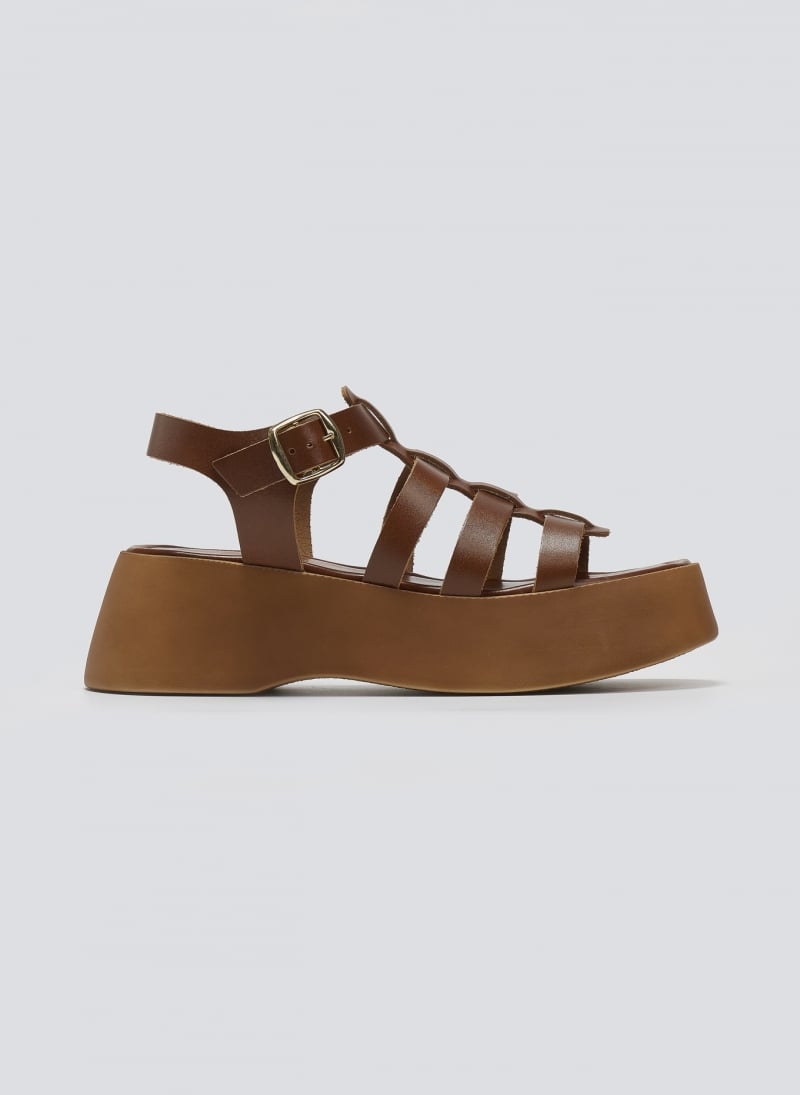 Σανδάλια δερμάτινα flatforms gladiator Estil