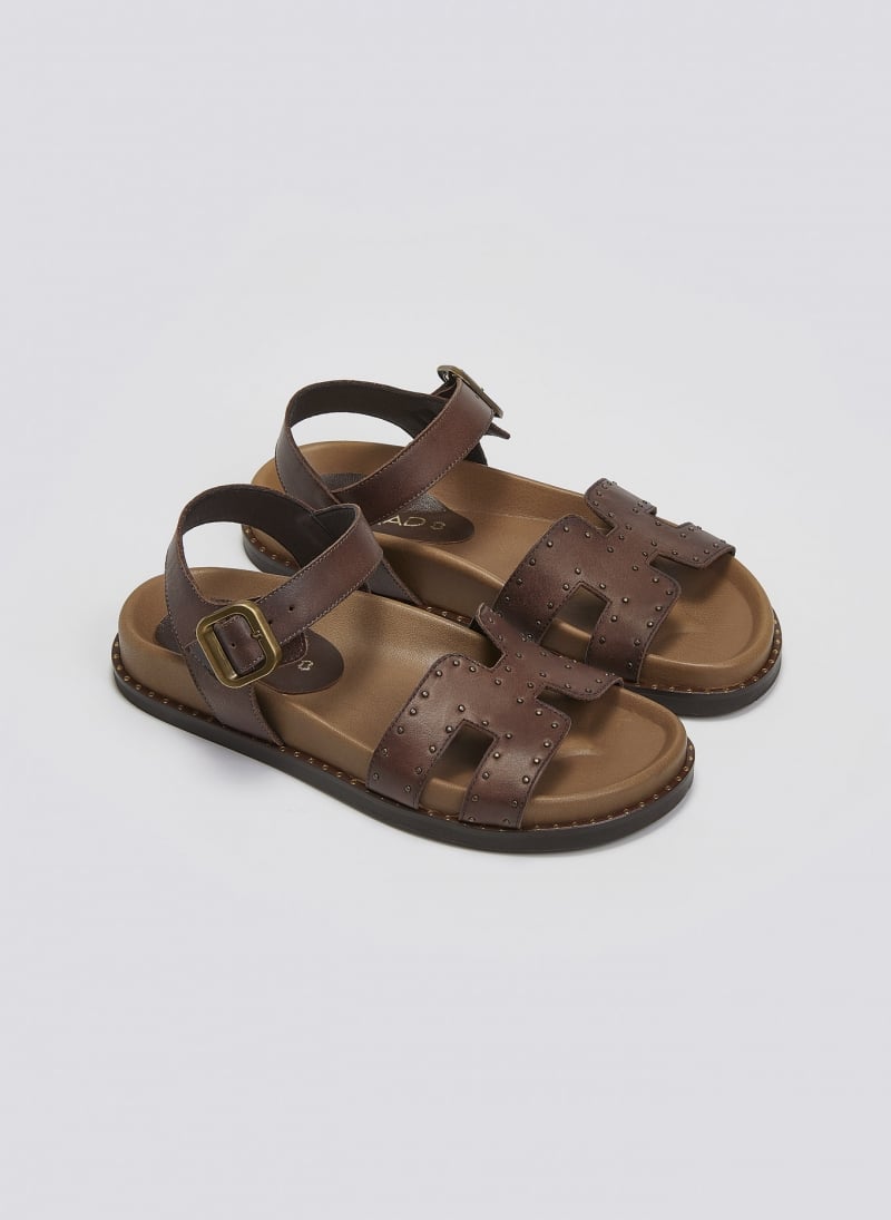 Σανδάλια δερμάτινα flatforms με μπαρέτα Carad