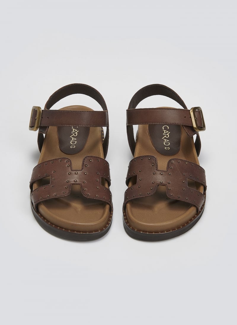 Σανδάλια δερμάτινα flatforms με μπαρέτα Carad
