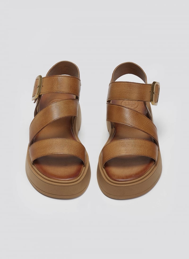 Σανδάλια δερμάτινα flatforms με τοκά TFP