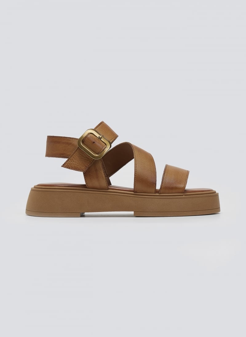 Σανδάλια δερμάτινα flatforms με τοκά TFP