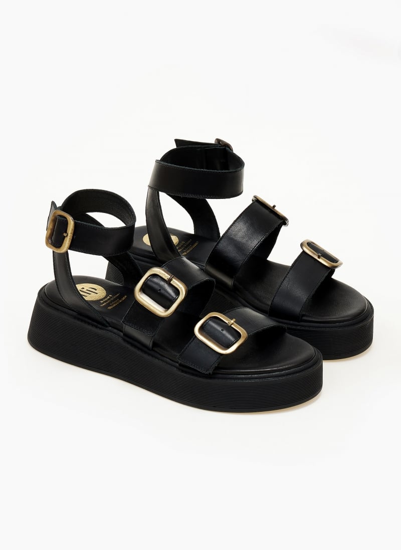 Σανδάλια δερμάτινα flatforms με τοκάδες TFP