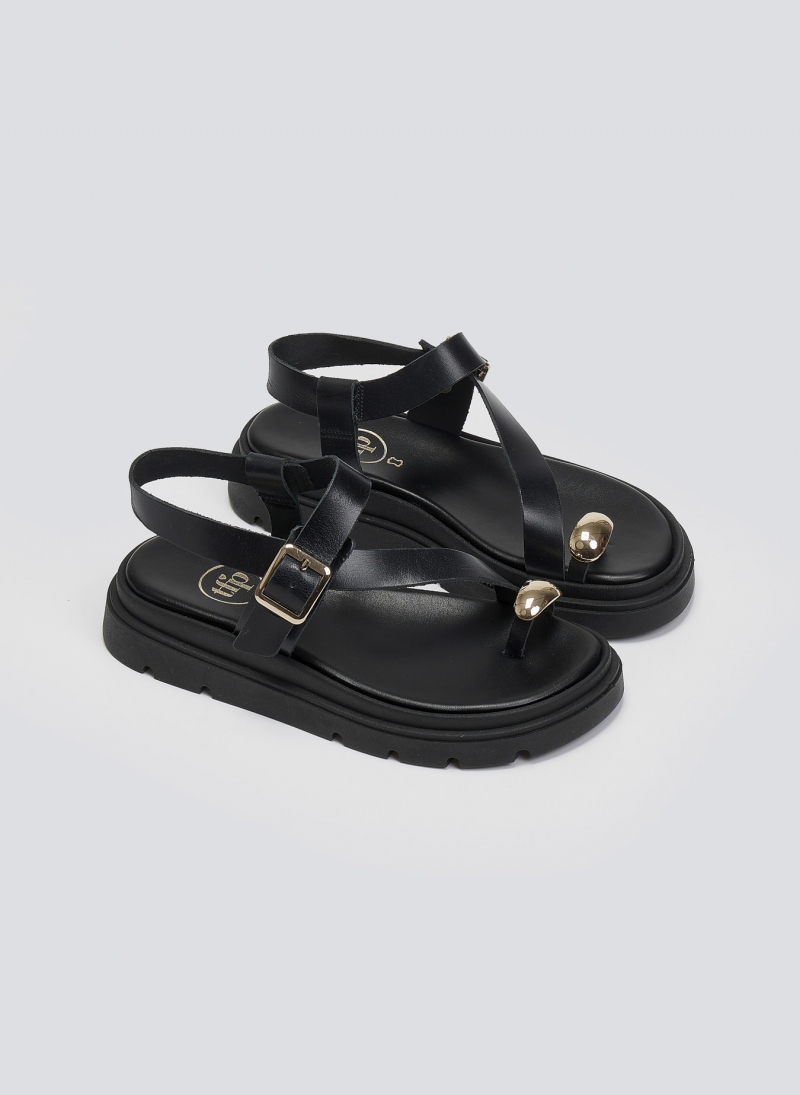 Σανδάλια δερμάτινα flatforms Tfp 