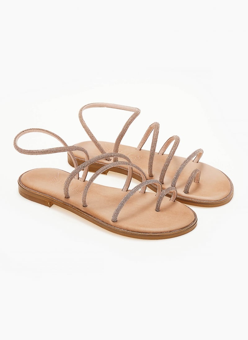 Σανδάλια δερμάτινα με στρας λουράκια Iris Sandals