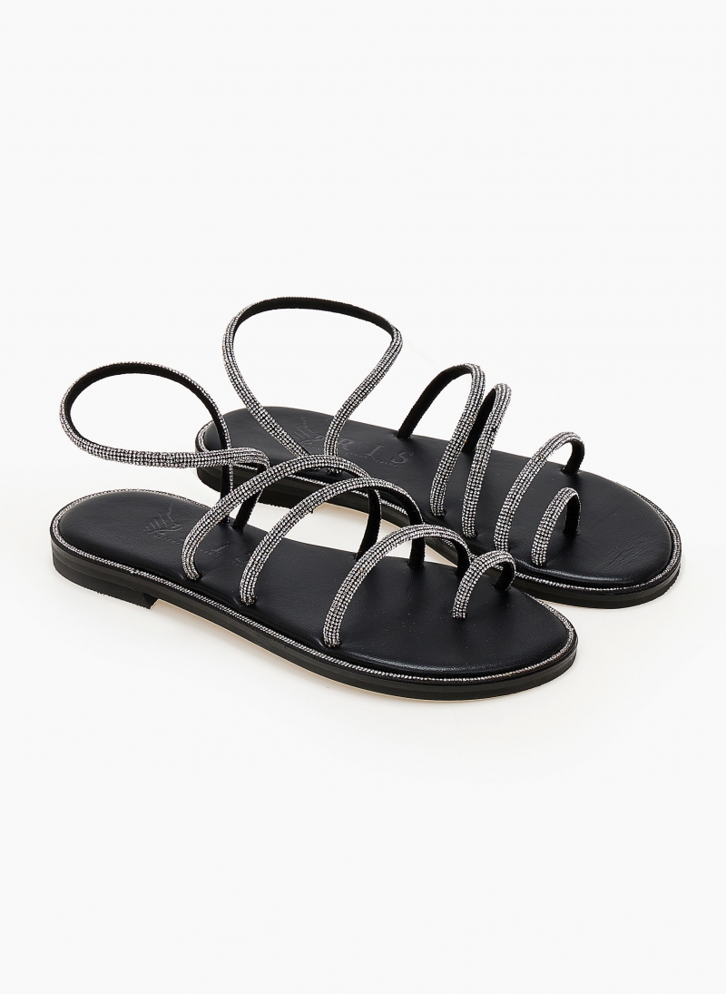 Σανδάλια δερμάτινα με στρας λουράκια Iris Sandals