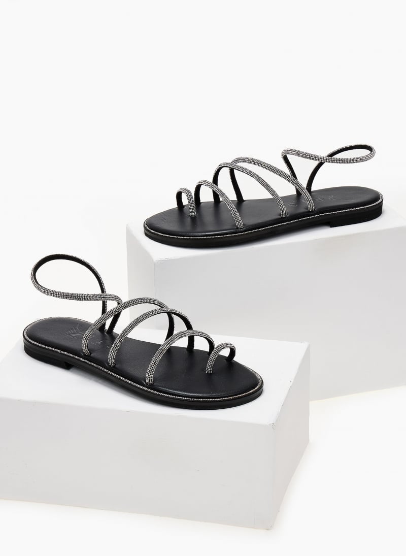 Σανδάλια δερμάτινα με στρας λουράκια Iris Sandals