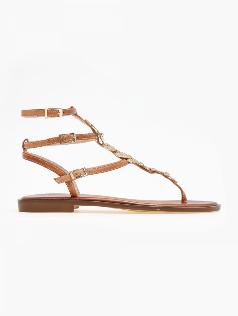 Σανδάλια δερμάτινα με μεταλλικά φύλλα Iris Sandals