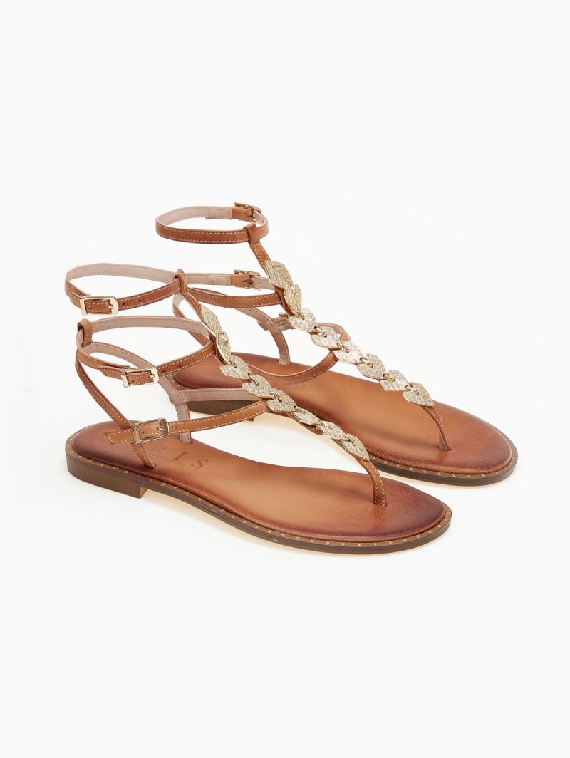 Σανδάλια δερμάτινα με μεταλλικά φύλλα Iris Sandals