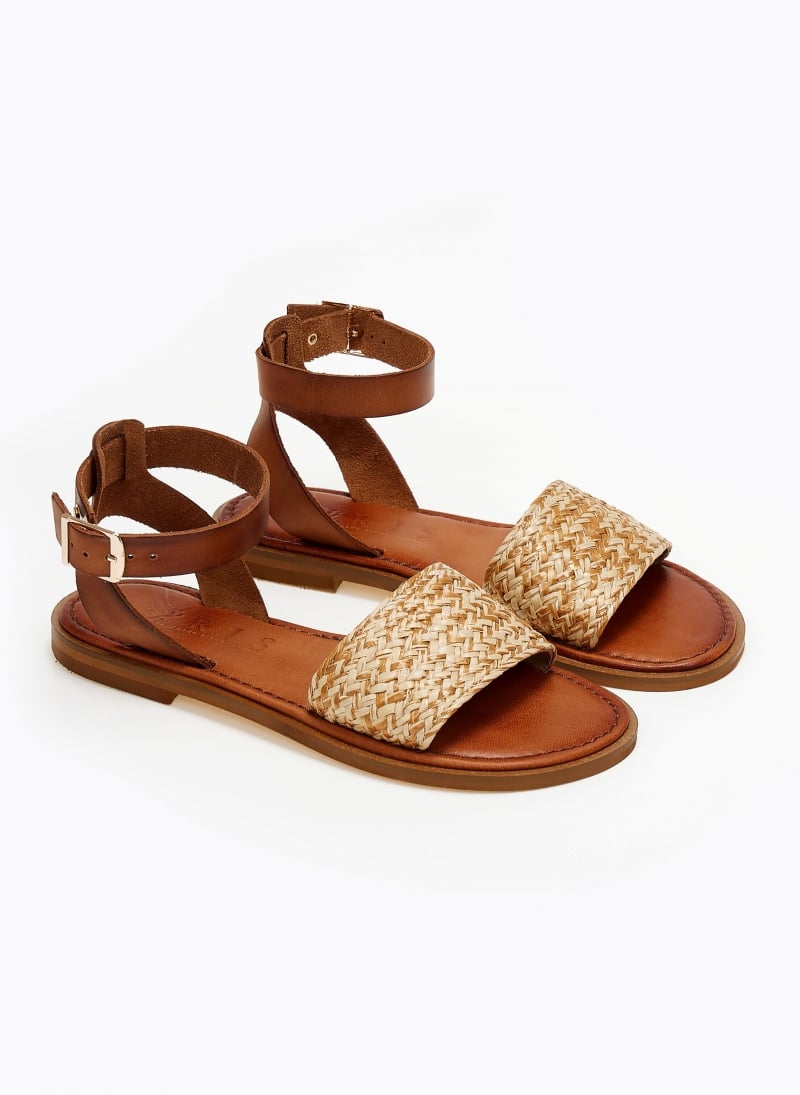 Σανδάλια δερμάτινα με ψάθα Iris Sandals