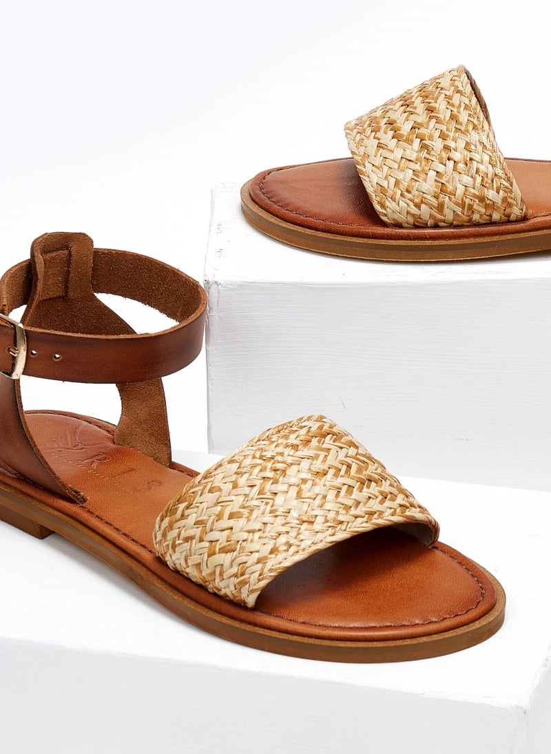 Σανδάλια δερμάτινα με ψάθα Iris Sandals
