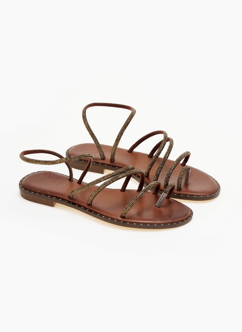 Σανδάλια δερμάτινα με στρας λουράκια Iris Sandals