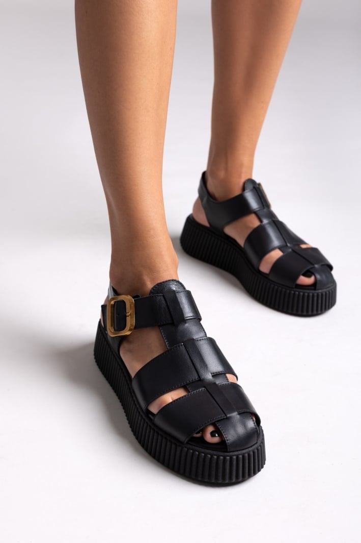 Σανδάλια fisherman flatforms δερμάτινα Tfp