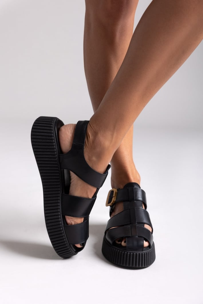Σανδάλια fisherman flatforms δερμάτινα Tfp