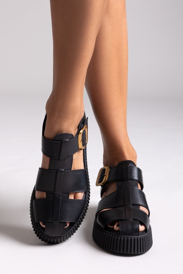 Σανδάλια fisherman flatforms δερμάτινα Tfp