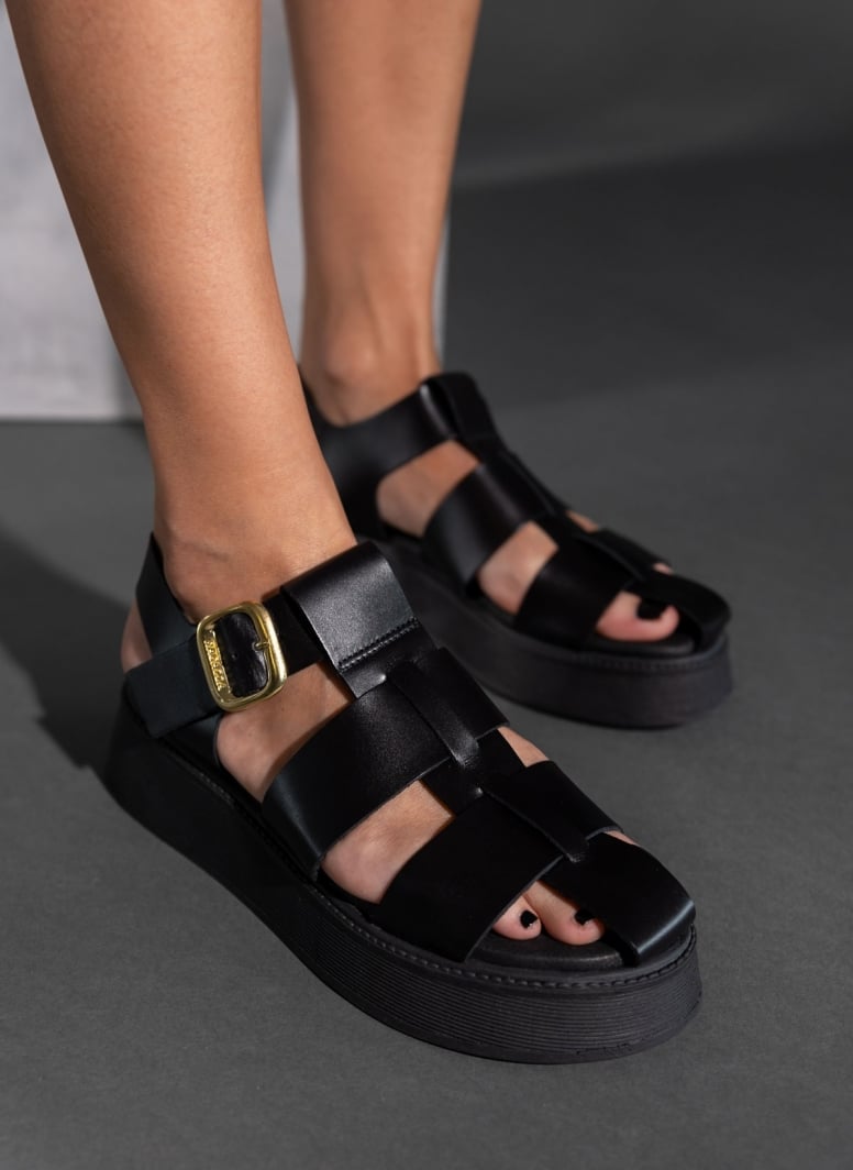 Σανδάλια flatforms fisherman από γνήσιο δέρμα Ragazza 01231