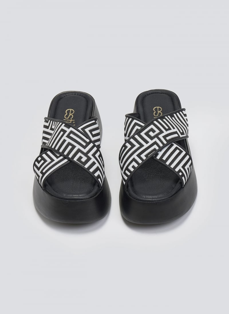 Σανδάλια flatforms crossover με print Estil