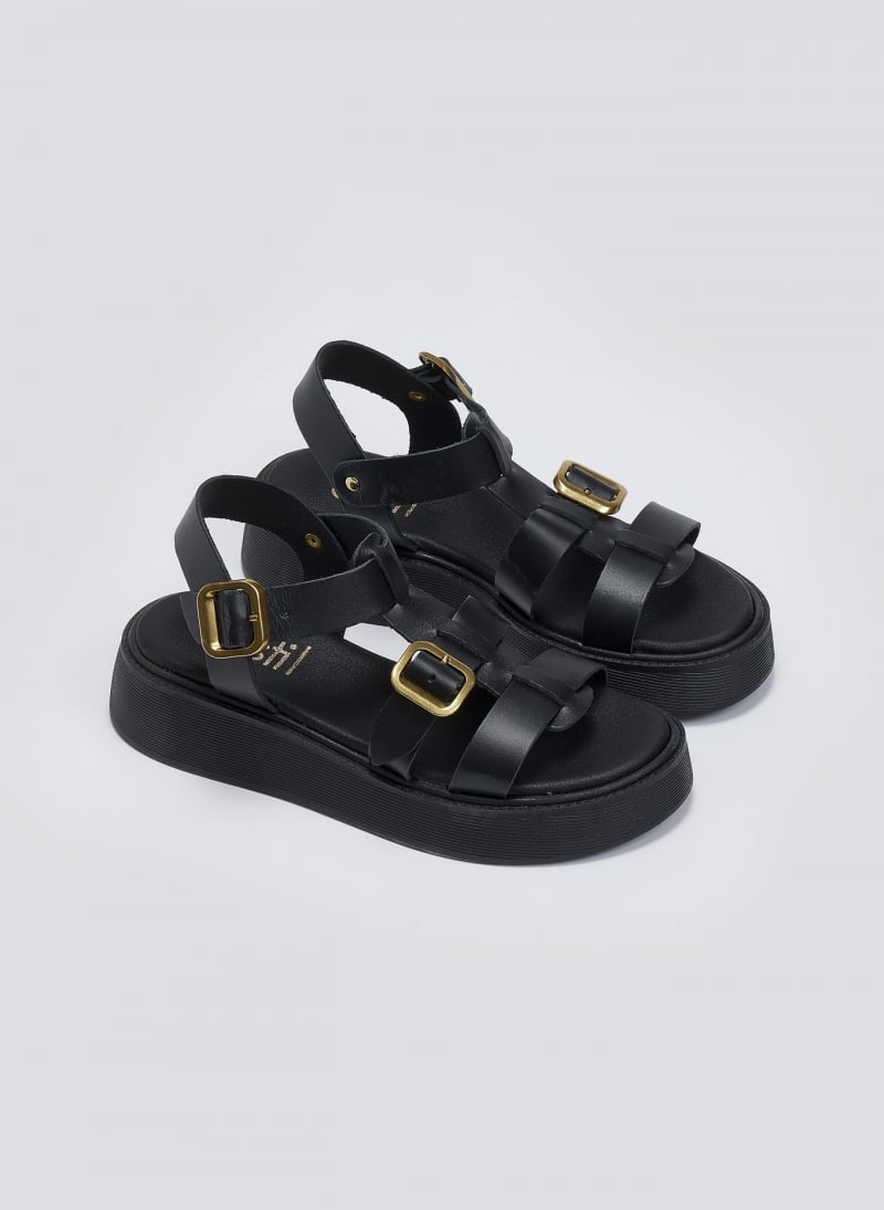 Σανδάλια flatforms δερμάτινα gladiator με τοκάδες Estil