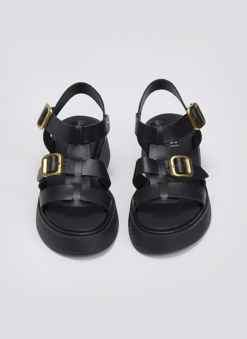 Σανδάλια flatforms δερμάτινα gladiator με τοκάδες Estil