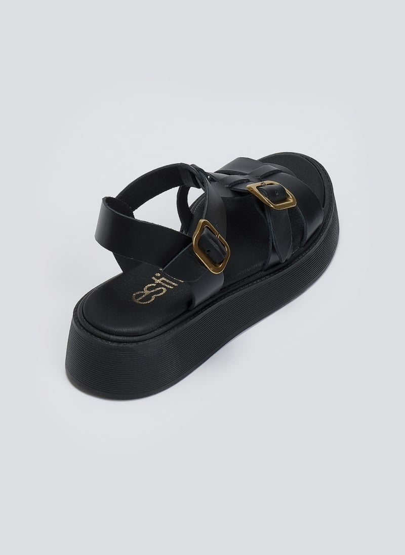 Σανδάλια flatforms δερμάτινα gladiator με τοκάδες Estil
