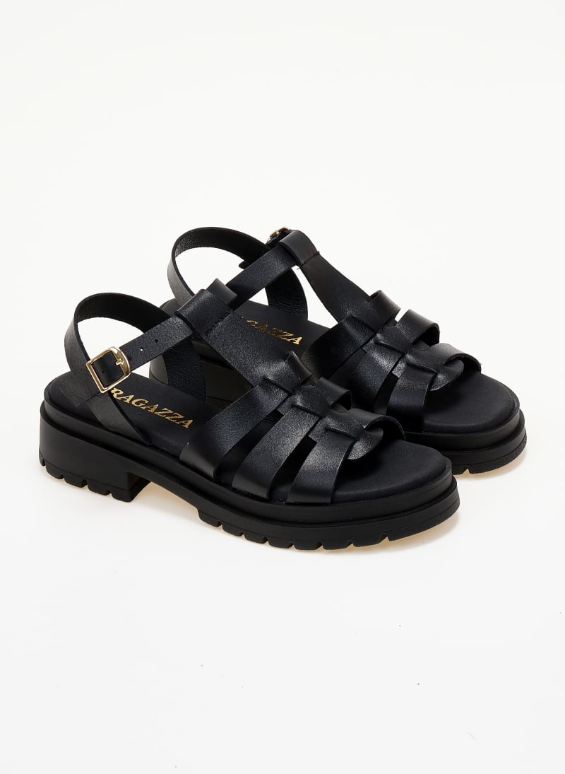 Σανδάλια flatforms δερμάτινα gladiator Ragazza 0544
