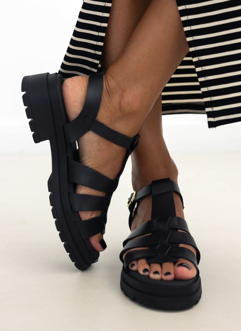 Σανδάλια flatforms δερμάτινα gladiator Ragazza 0544