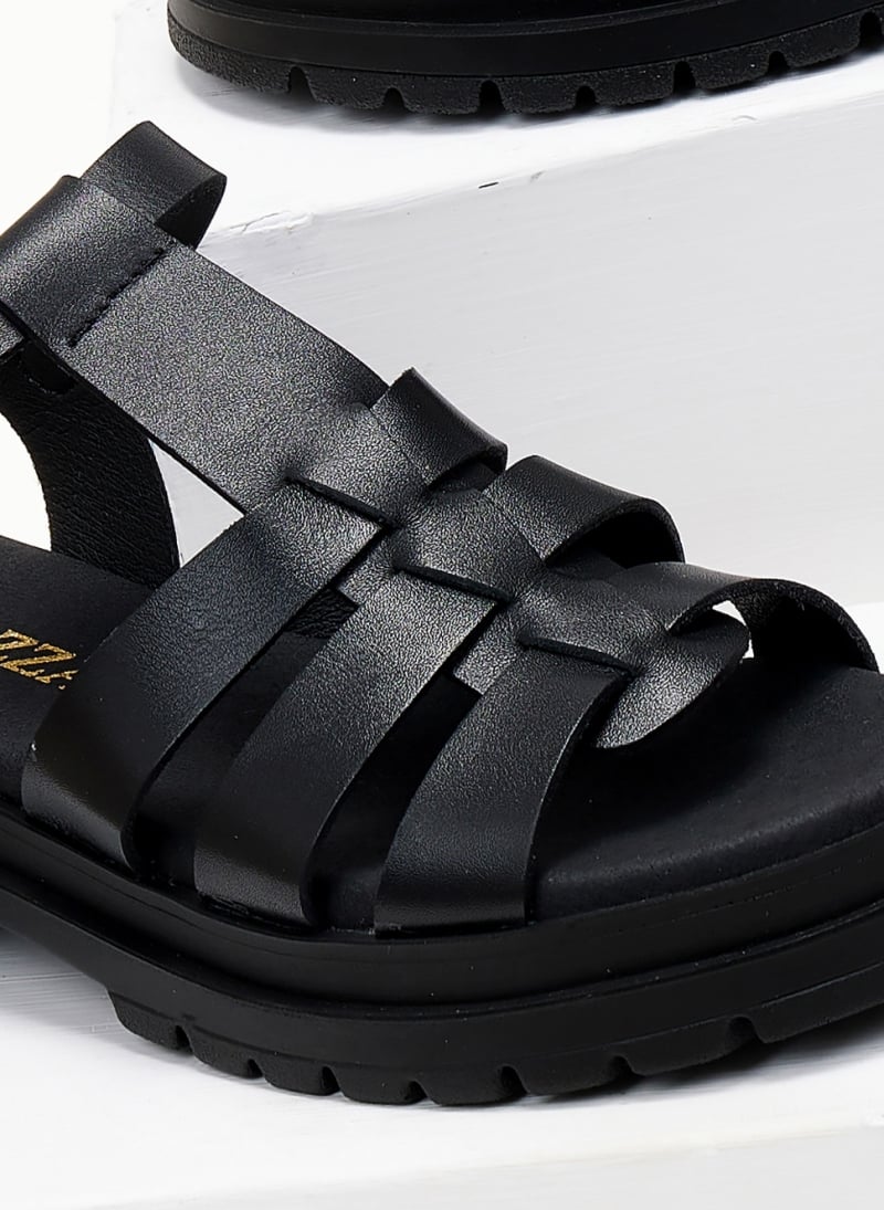 Σανδάλια flatforms δερμάτινα gladiator Ragazza 0544