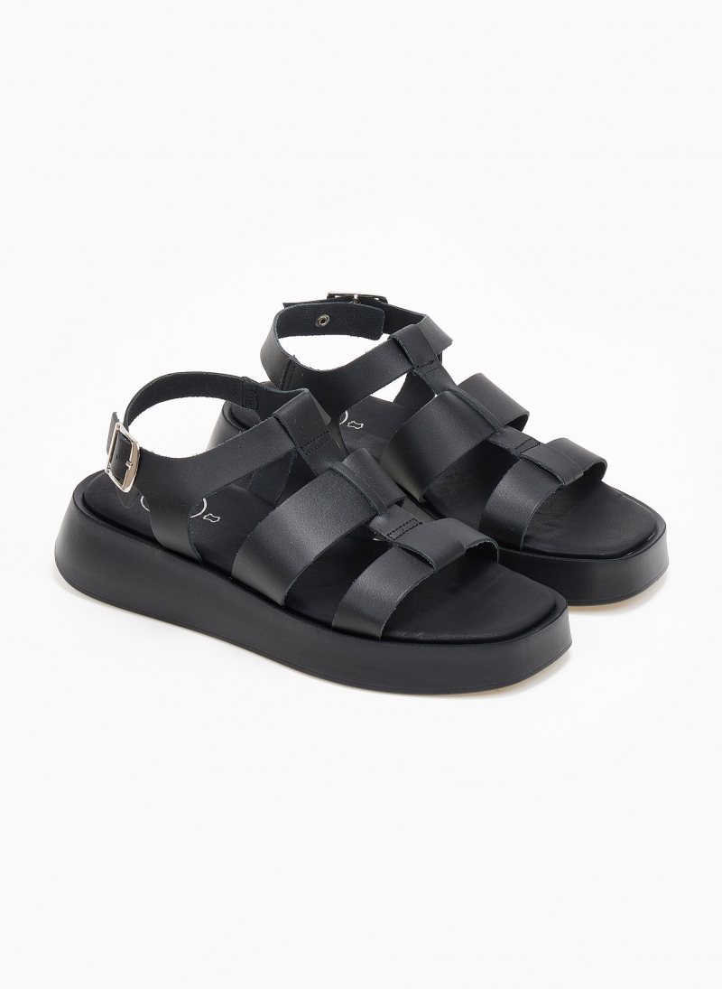 Σανδάλια flatforms δερμάτινα gladiator tfp