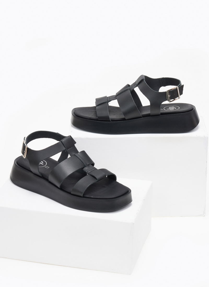 Σανδάλια flatforms δερμάτινα gladiator tfp