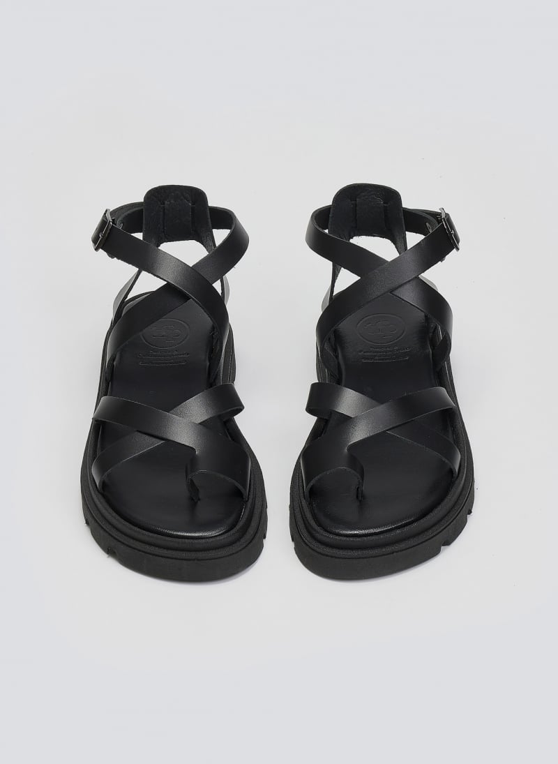 Σανδάλια flatforms δερμάτινα με δάκτυλο Tfp