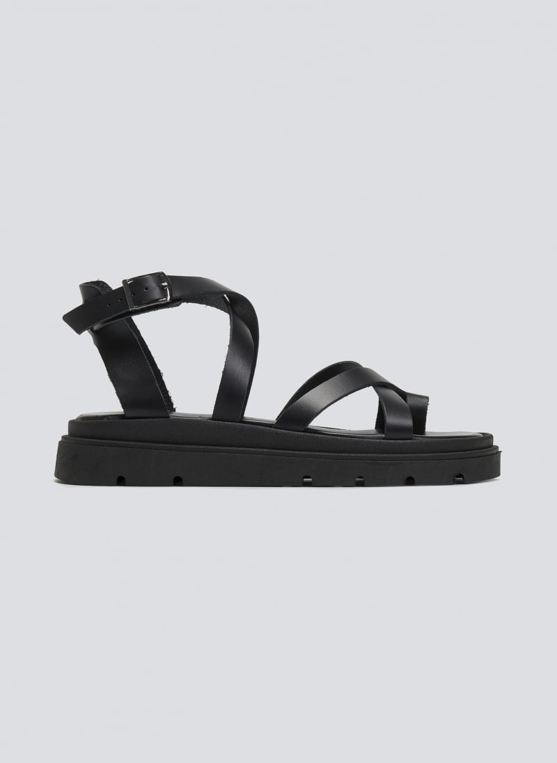 Σανδάλια flatforms δερμάτινα με δάκτυλο Tfp
