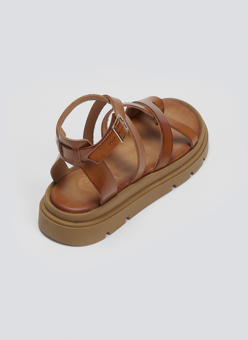 Σανδάλια flatforms δερμάτινα με δάκτυλο Tfp