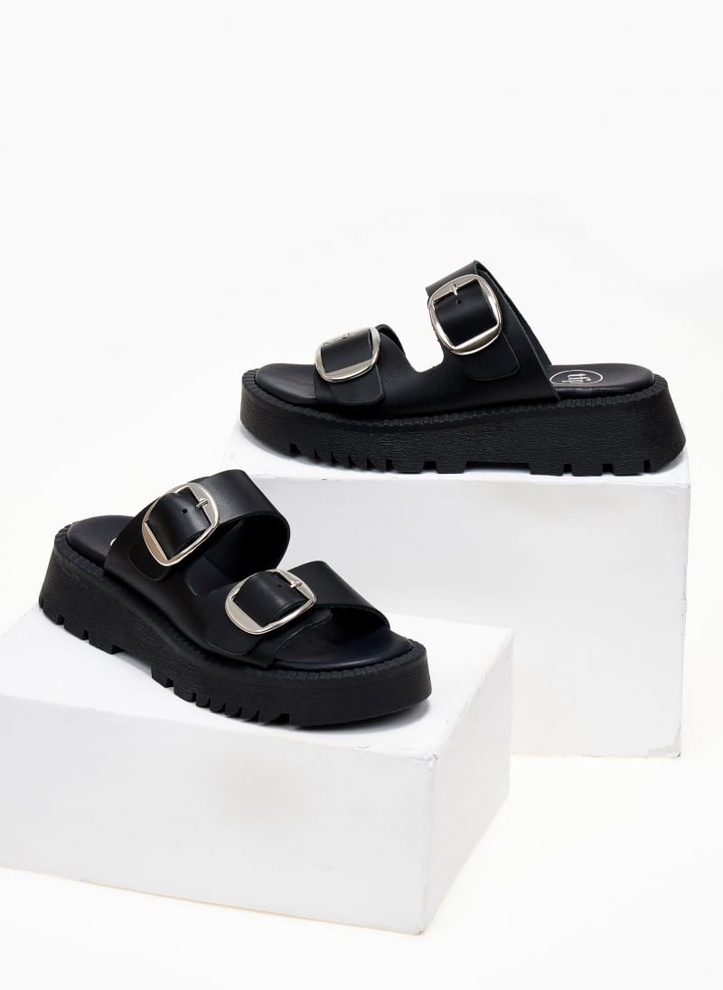 Σανδάλια flatforms δερμάτινα με διπλή φάσα TFP