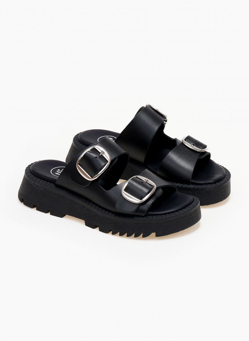 Σανδάλια flatforms δερμάτινα με διπλή φάσα TFP