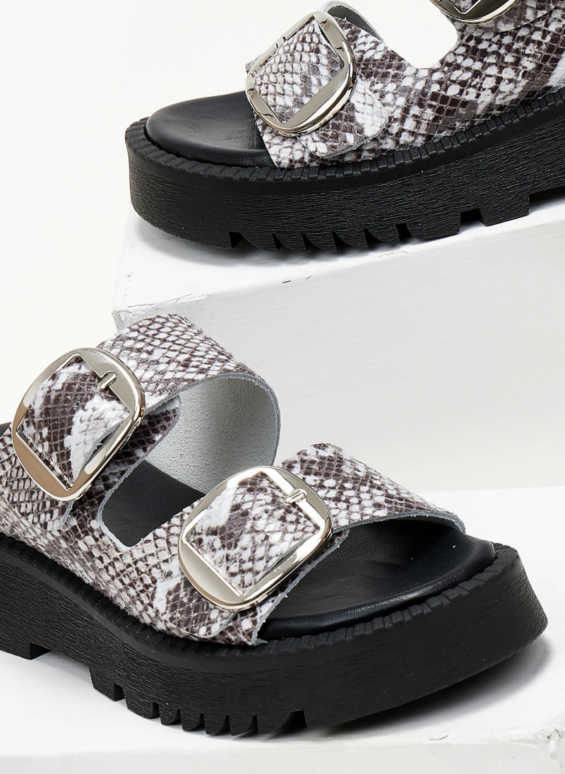 Σανδάλια flatforms δερμάτινα με διπλή φάσα TFP