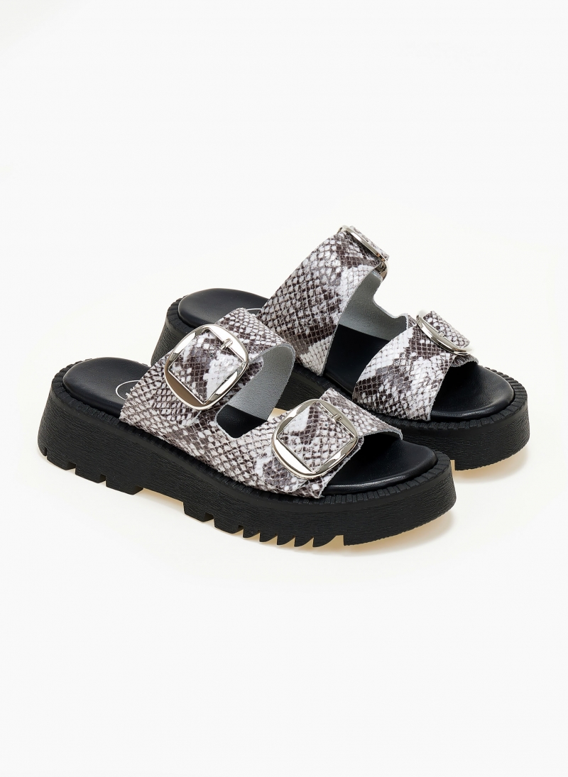 Σανδάλια flatforms δερμάτινα με διπλή φάσα TFP